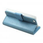 Wholesale iPhone 5 5S Simple Leather Wallet Case with Stand (Blue)